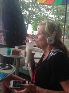 Mom with her $10 fake Beats headphones from the night market. Just jamming. 