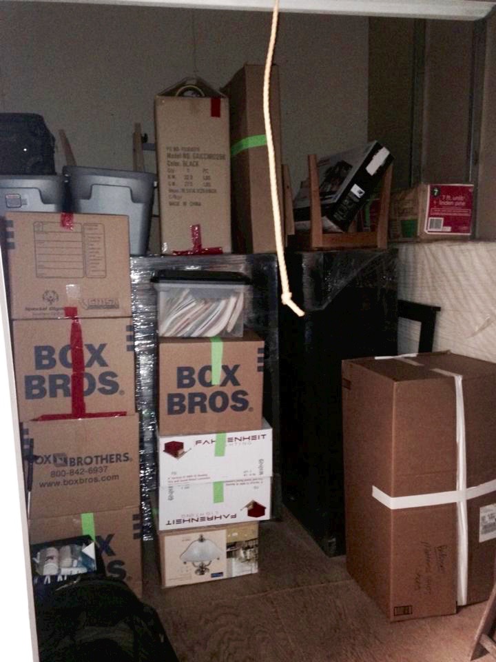 My storage unit before the big purge. Now I don't know why I needed so much crap. 