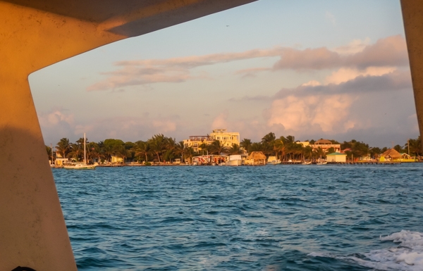 Caye Caulker in the morning sun as we speed towards the Blue Hole.