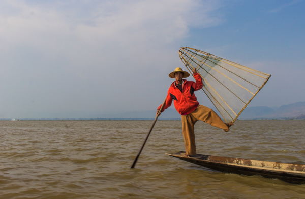 One of the Inle fishermen who posed for our benefit.