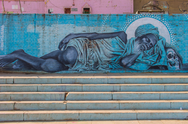 An awesome mural on the Ganges in Varanasi. 