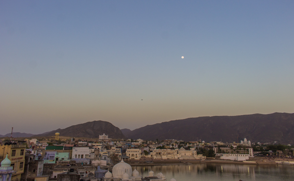The holy city of Pushkar under a full moon. 